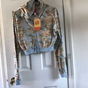 Army Girl Blue Camou Hoodie Varsity Apparel L NWT